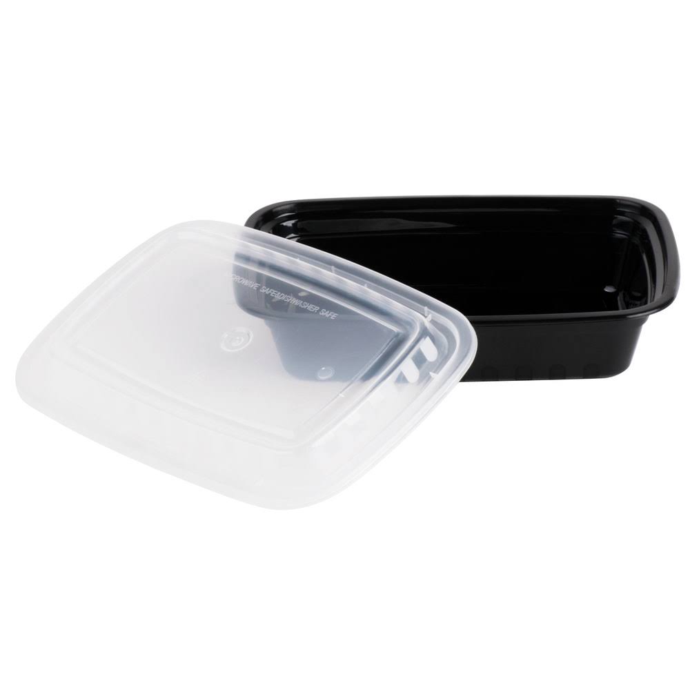 24 oz Black Microwavable Food Container with Lid W39844