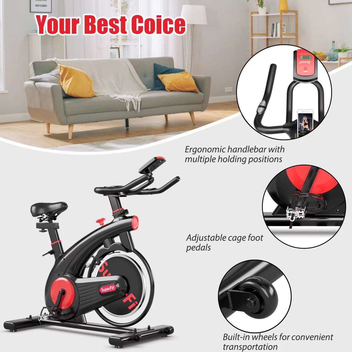 Indoor Cycling Bike with Heart Rate Monitor L30075