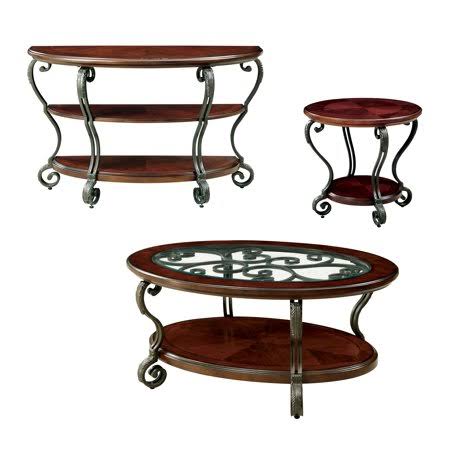 Brown Cherry 3-Piece Accent Table Set D103