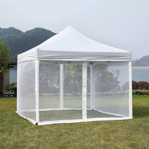 Black 4-Panel Mosquito Net for Gazebo Canopy 10' x 10' with Double Door K225158