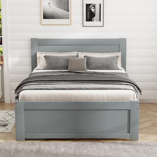 White Full Size Wood Platform Bed with Storage J2788