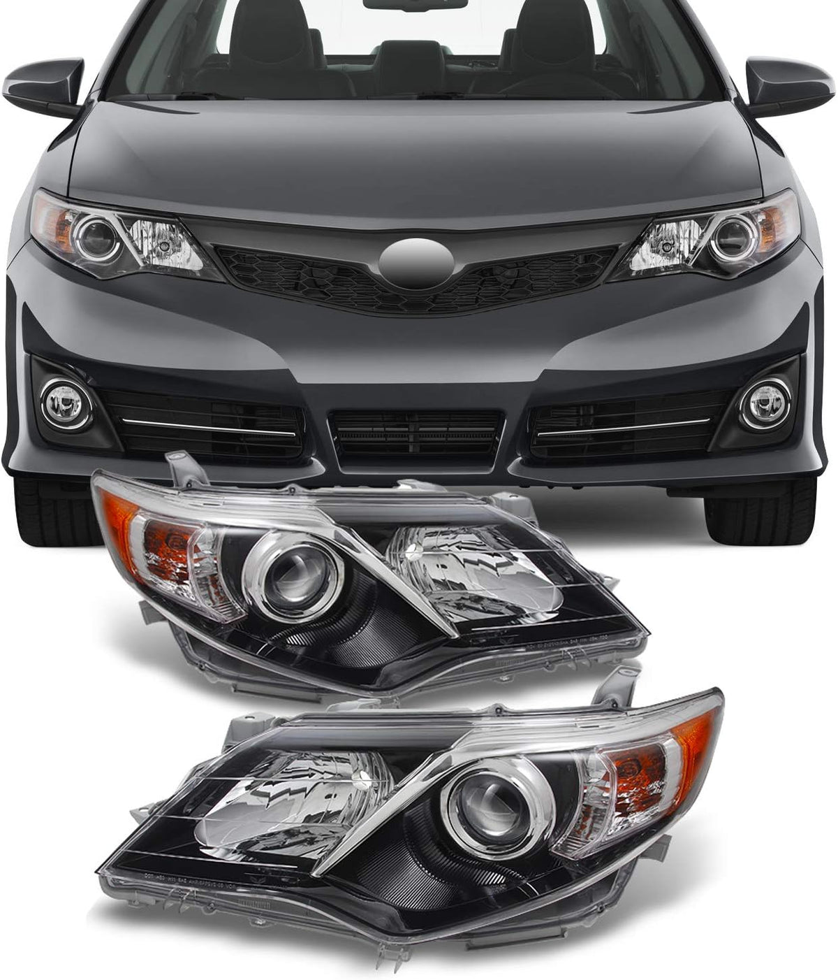 Black Projector Headlight Front Lamp Passenger Right Side Replacement D69806