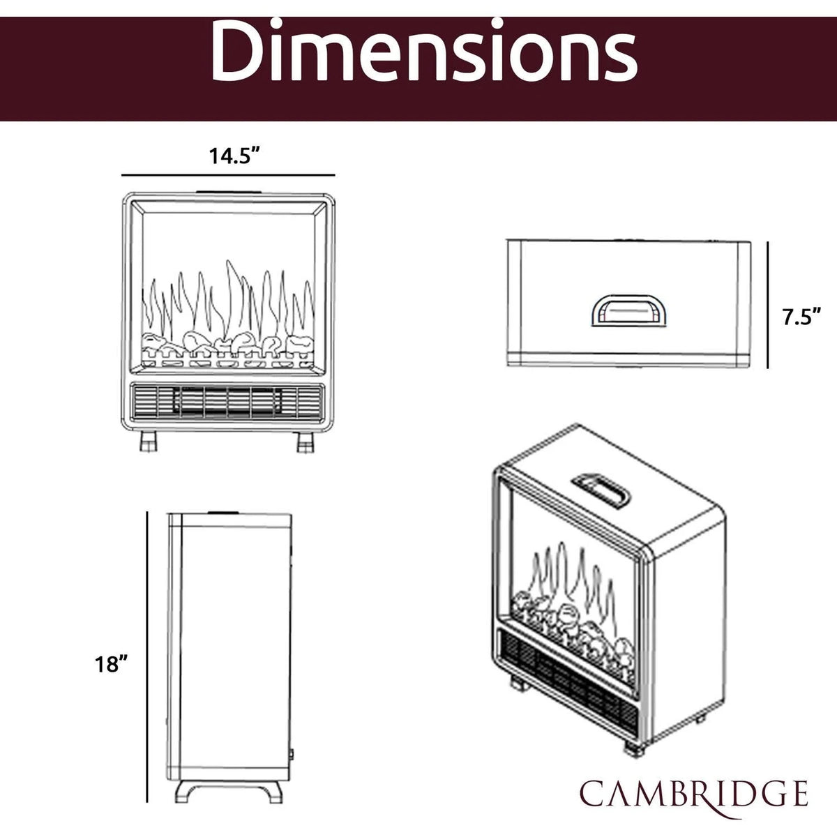 Black Electric Fireplace with Wood Log Insert D69511