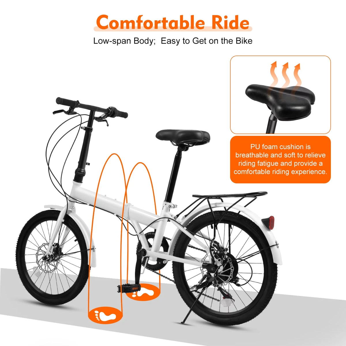 White 20-inch 7 Speed Folding Bicycle T787