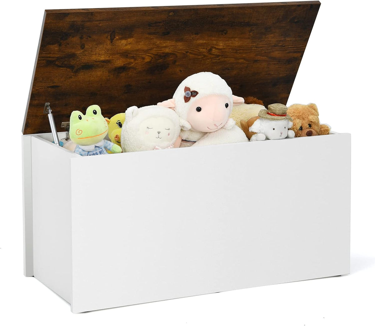 Kids Wooden Toy Box Storage Chest with Flip-top Lid T9349