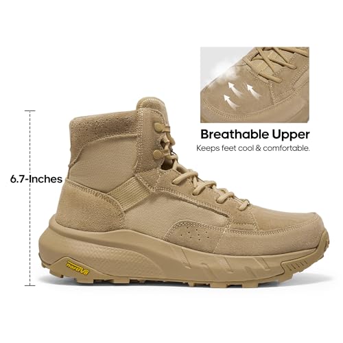 Men's Lightweight Casual Work Boots Leather Military Outdoor Hiking Motorcycle Combat Boots Z132542