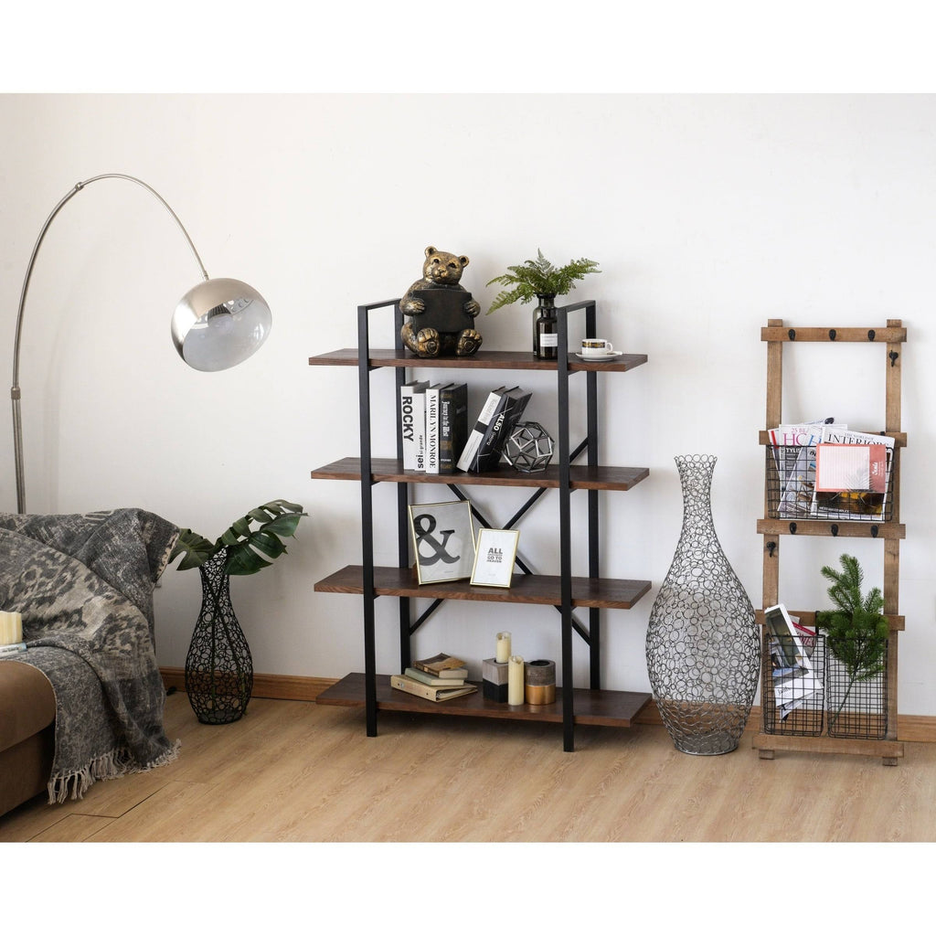 Walnut Brown 4 Shelf Etagere Bookcase A253