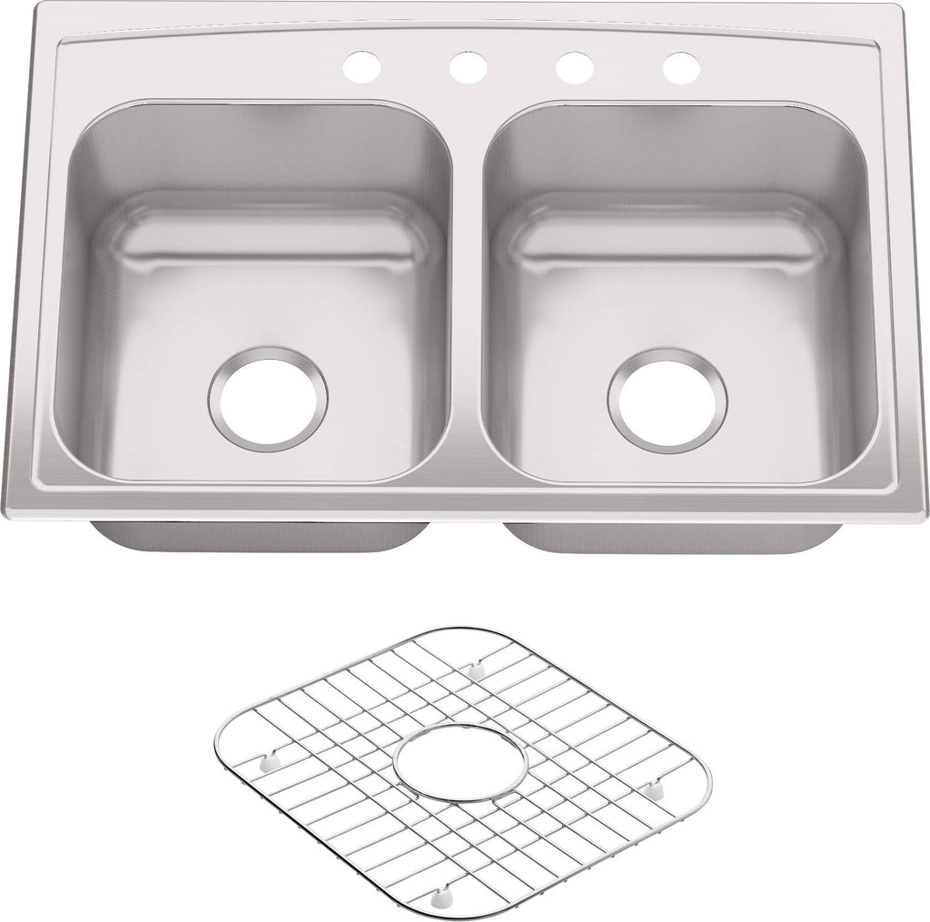 33x22 x 22x22 x 9-1/4x22 Top-Mount Double-Equal Kitchen Sink Stainless Steel B533879