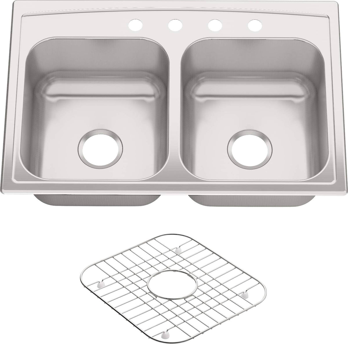 33x22 x 22x22 x 9-1/4x22 Top-Mount Double-Equal Kitchen Sink Stainless Steel B533879