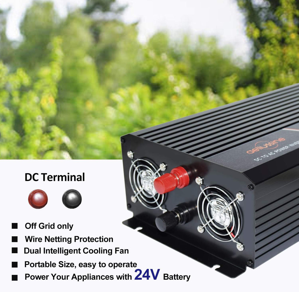 1000 watt Pure Sine Wave Inverter 24v dc to ac 120v with LCD Display D2282