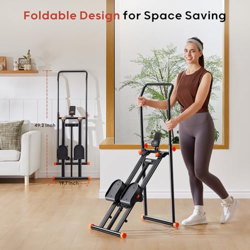 Foldable Stair Stepper Machine with Adjustable Handlebar & Pedals D4939