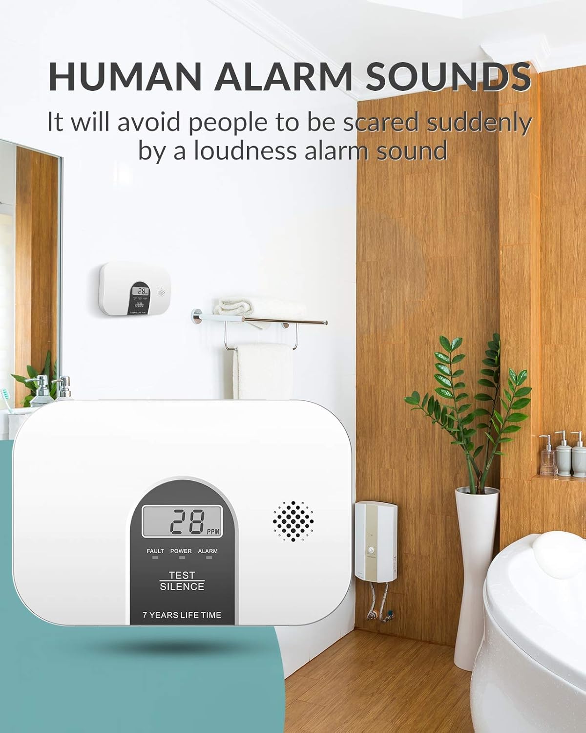 Carbon Monoxide Alarm Detector with LCD Digital Display, 4 Packs A2758