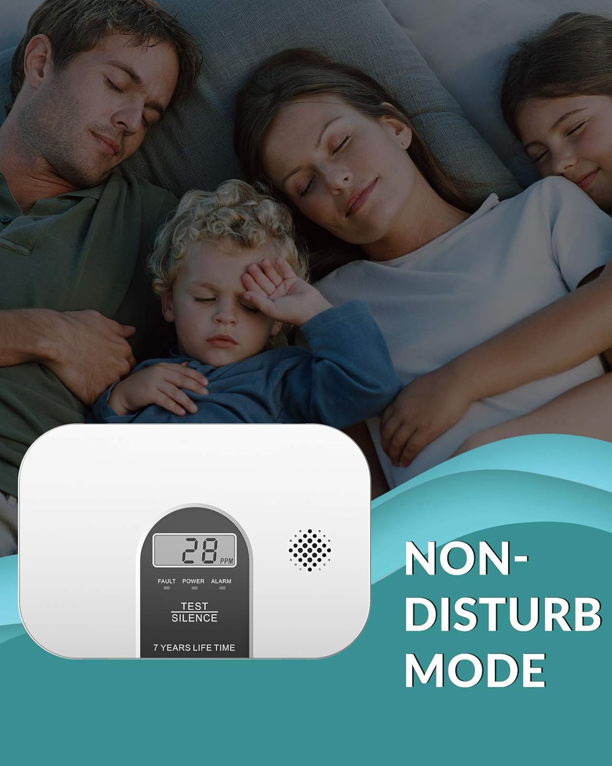 Carbon Monoxide Alarm Detector with LCD Digital Display, 4 Packs A2758
