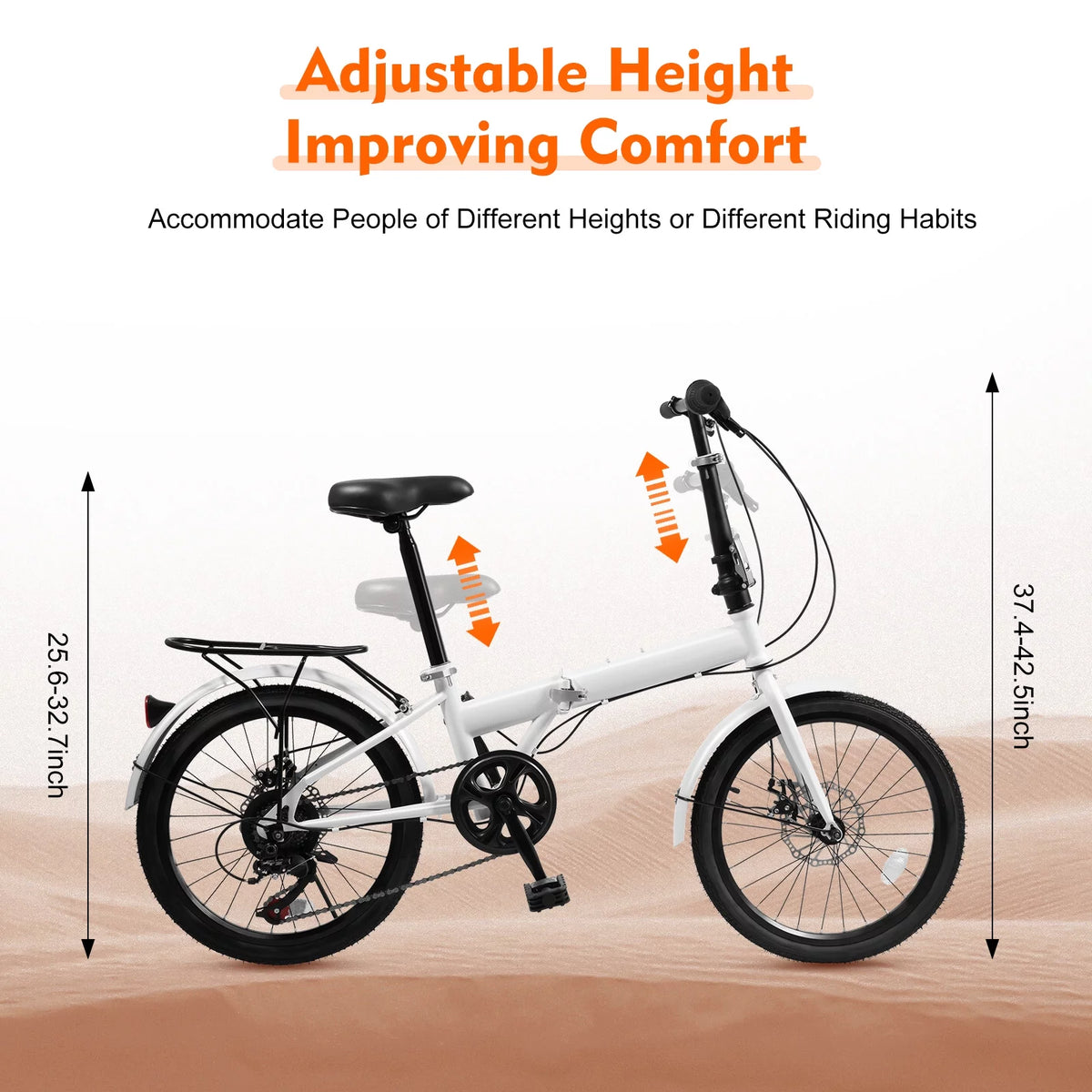 White 20-inch 7 Speed Folding Bicycle T787