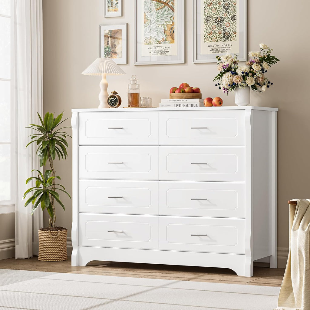 White 8 Drawer Wood Dresser T90961