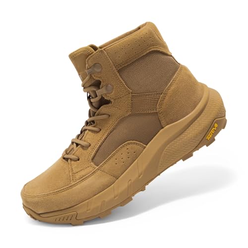 Men's Lightweight Casual Work Boots Leather Military Outdoor Hiking Motorcycle Combat Boots Z132542