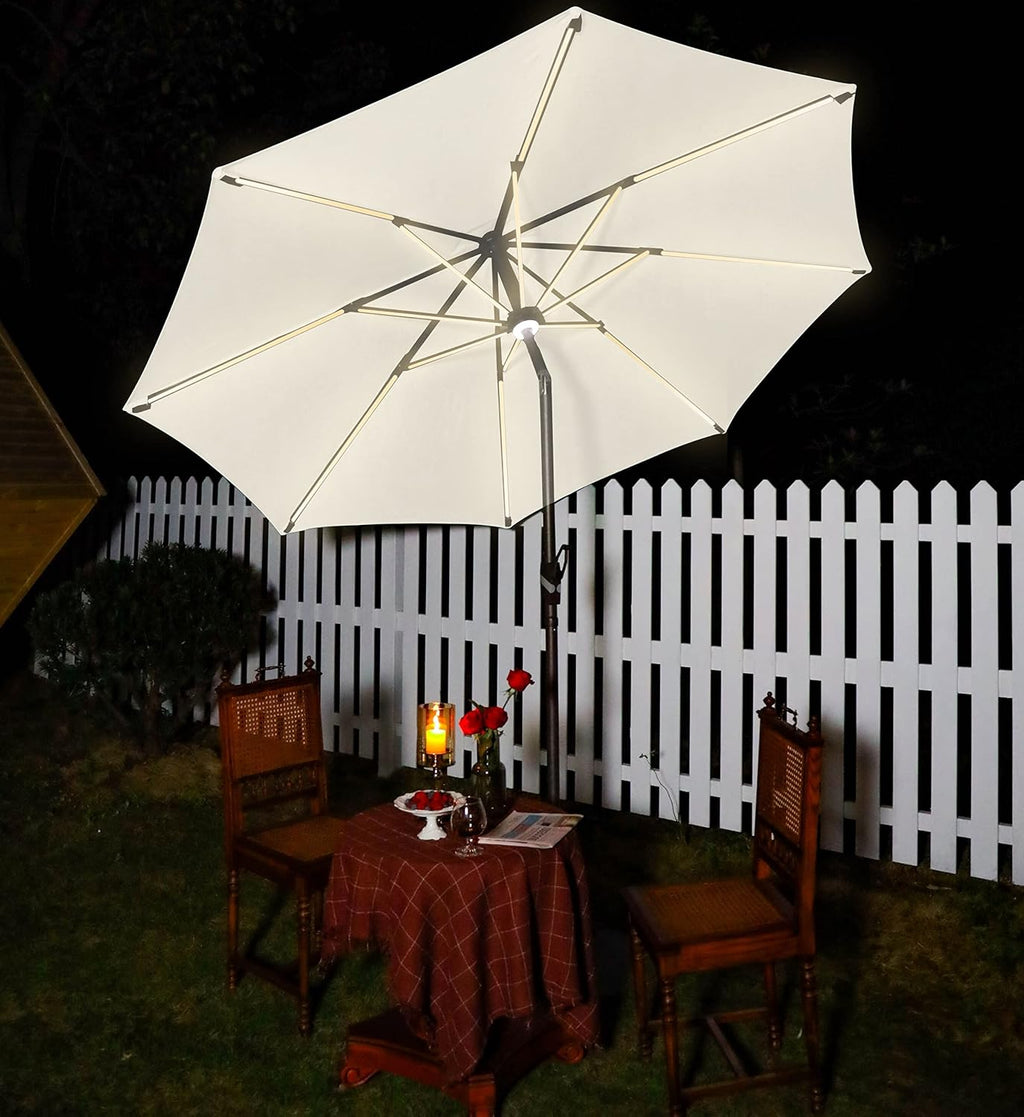 10 ft. Solar Powered LED Aluminum Patio Umbrella Sky Blue B8602