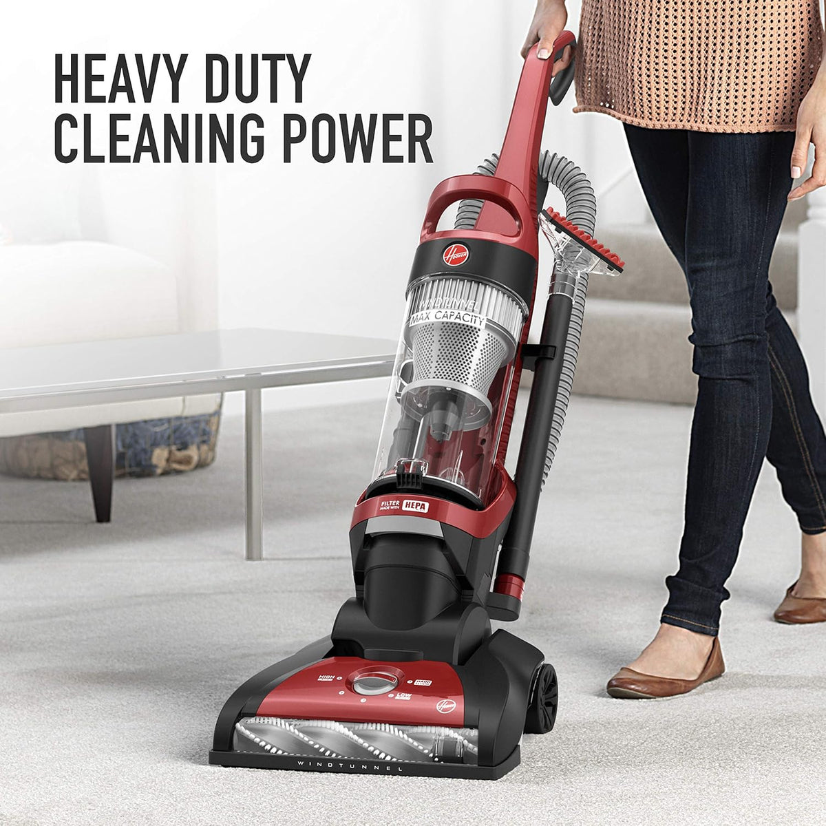 Red Upright Vacuum Cleaner with HEPA Media Filtration Q725