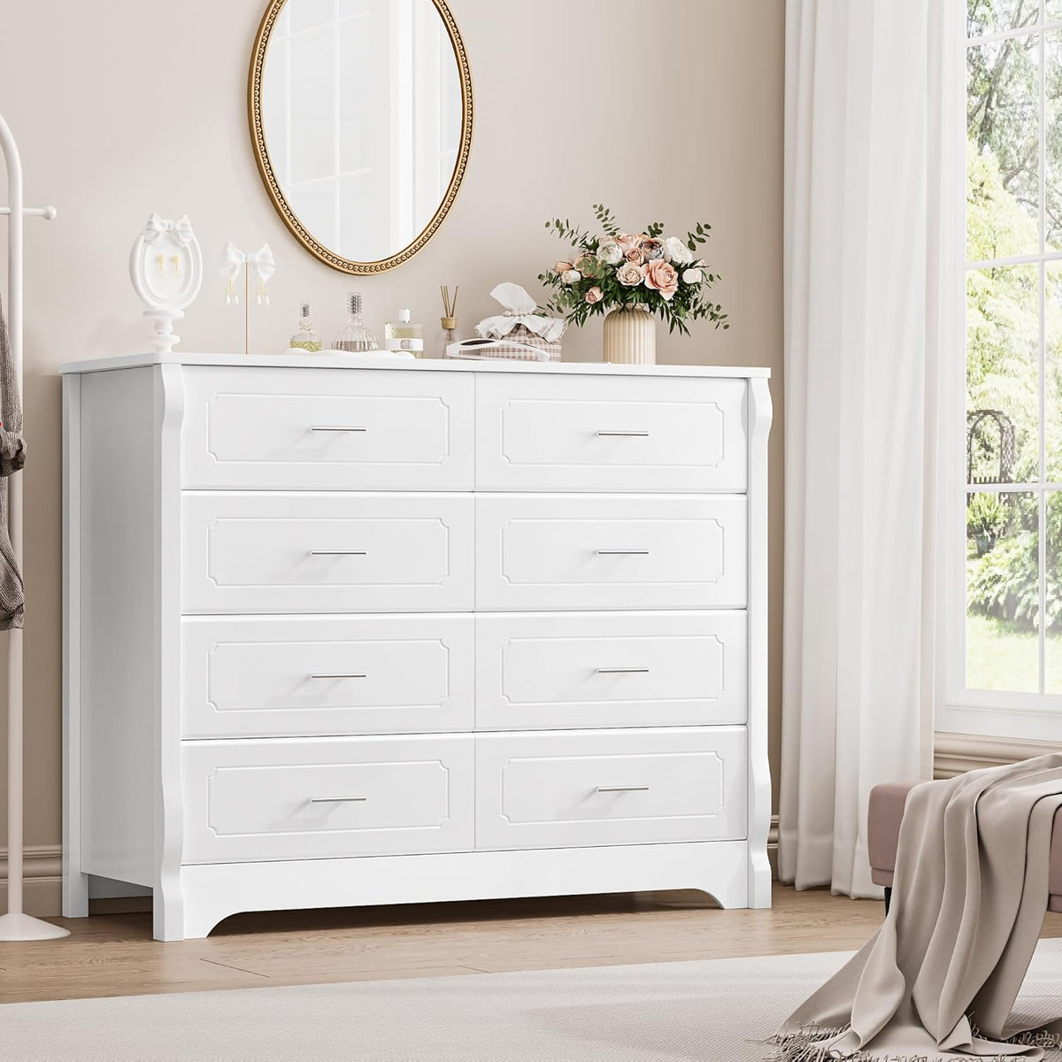 White 8 Drawer Wood Dresser T90961