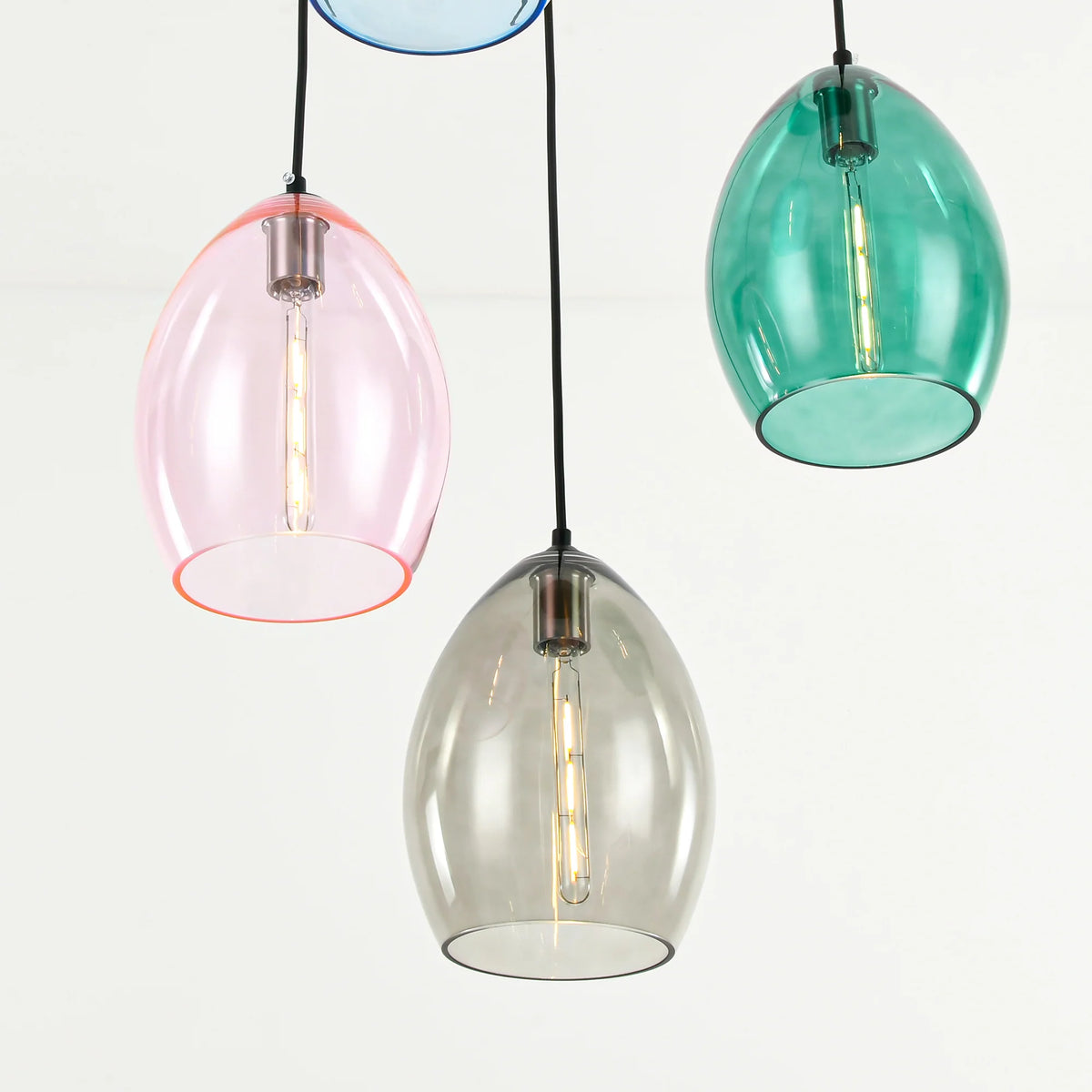 5-Light Tinted Glass Teardrop Pendant G6647