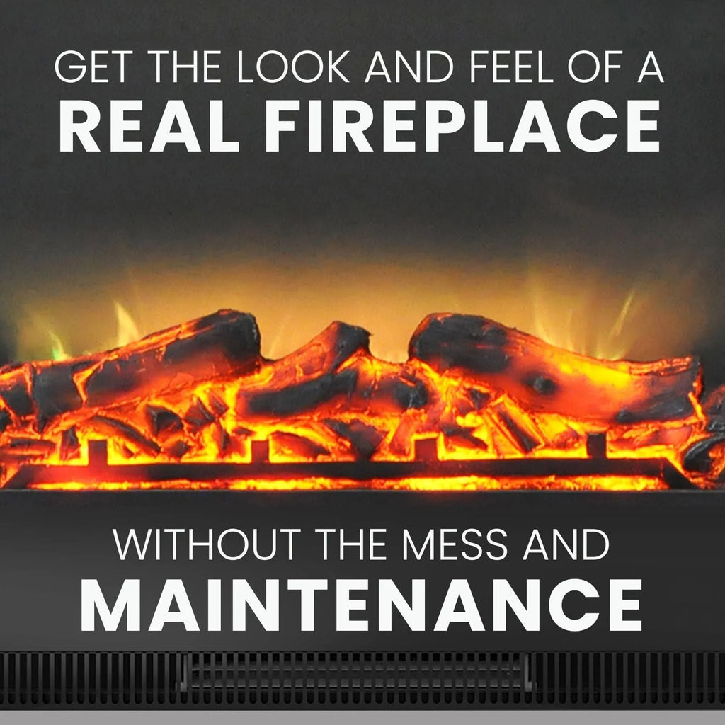 Black Electric Fireplace with Wood Log Insert D69511