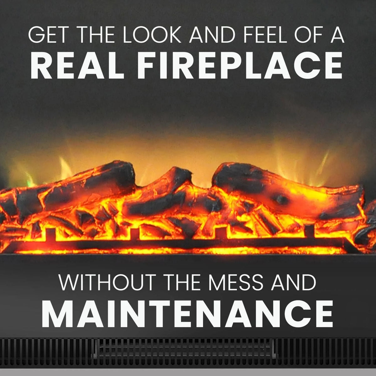 Black Electric Fireplace with Wood Log Insert D69511