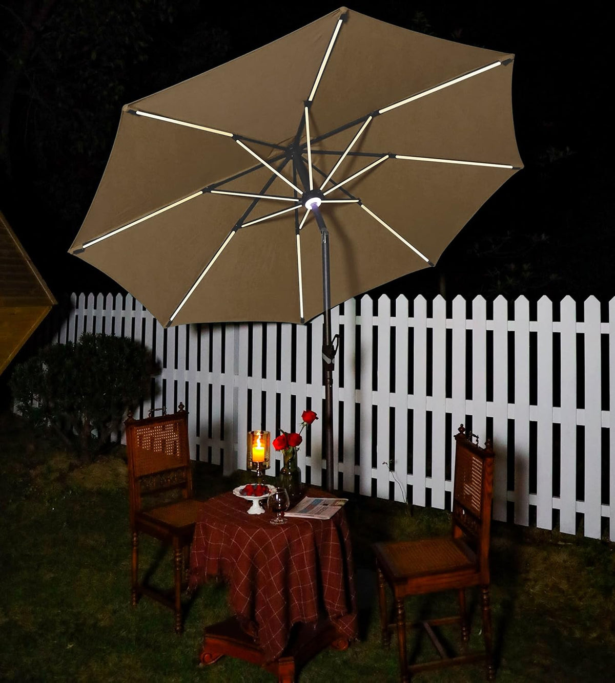 10 ft. Solar Powered LED Aluminum Patio Umbrella Sky Blue B8602