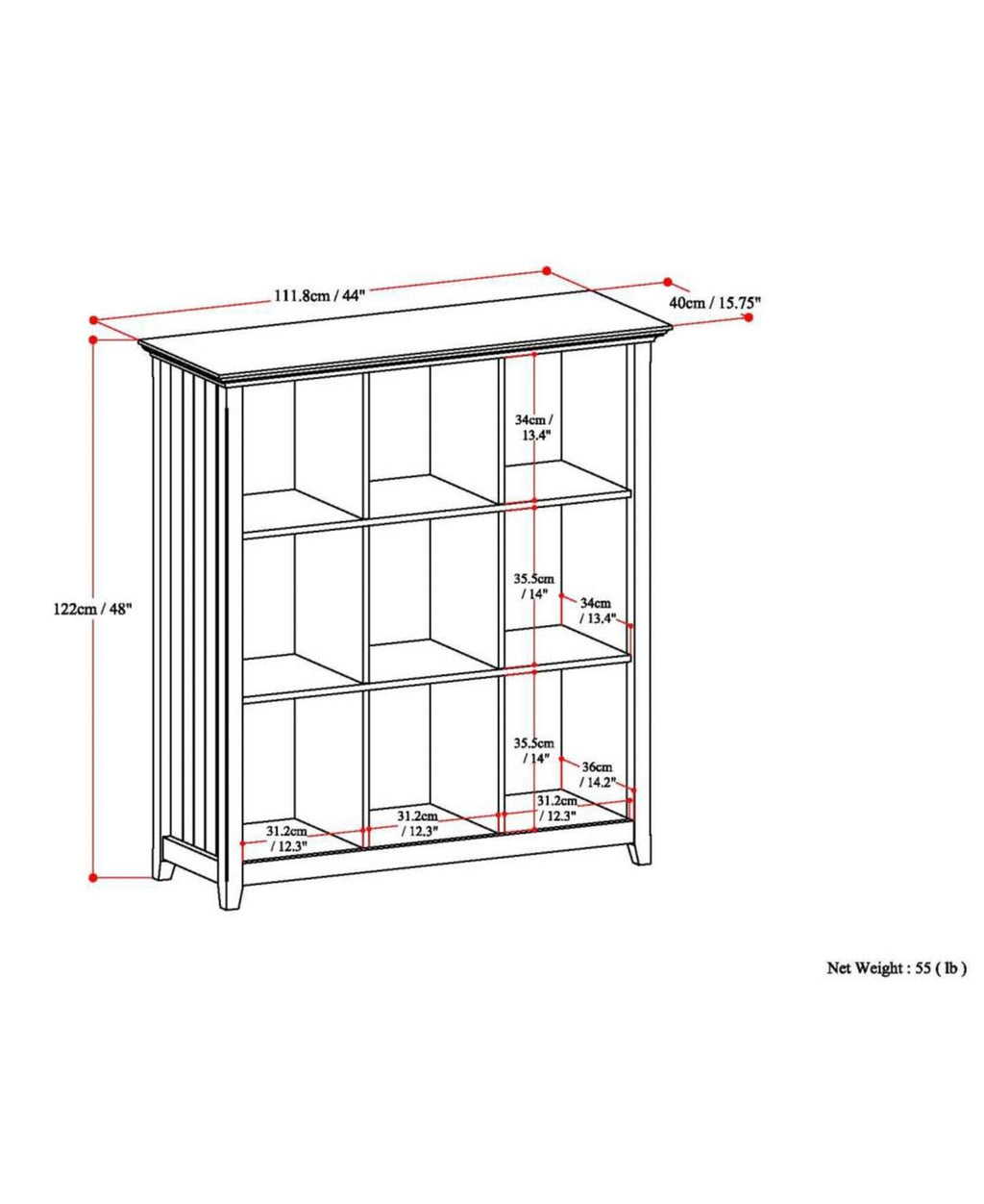 9 Cube Bookcase & Storage Unit Tobacco Brown F53156