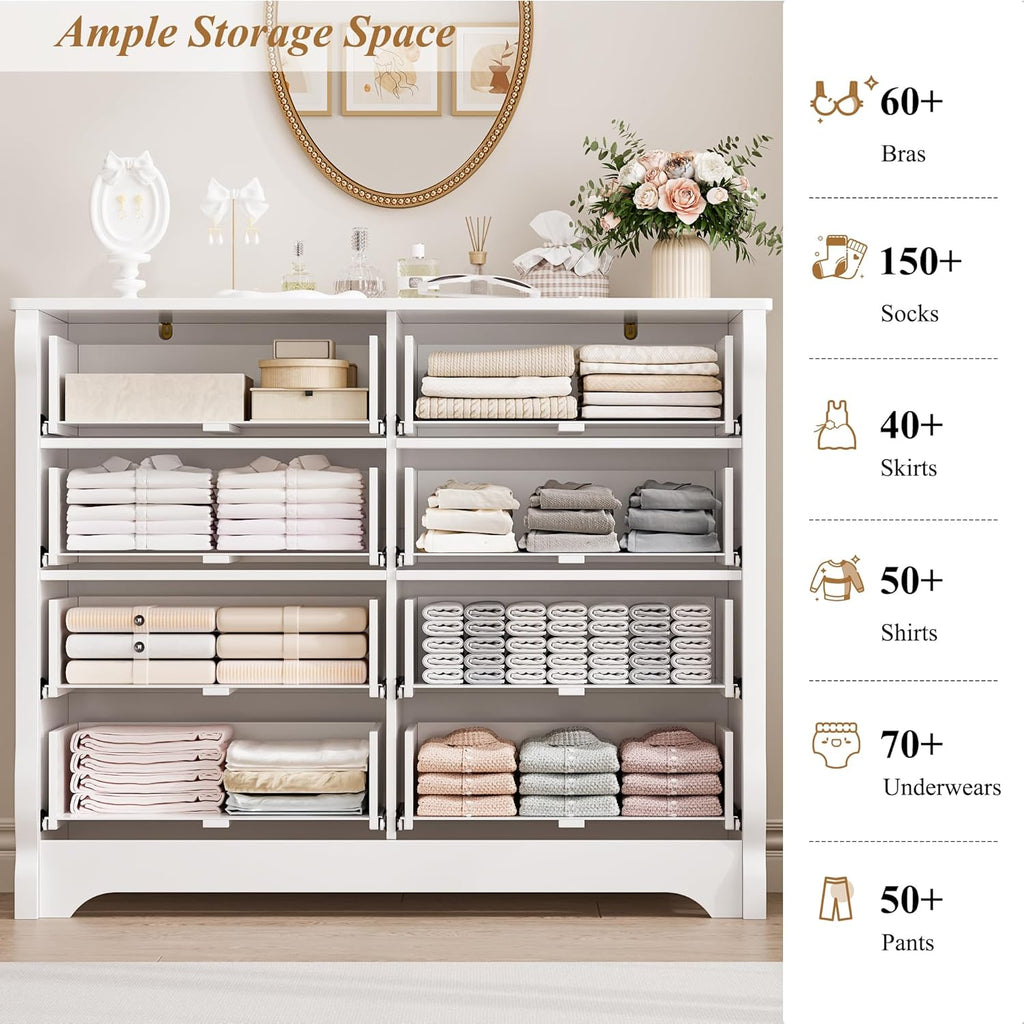White 8 Drawer Wood Dresser T90961
