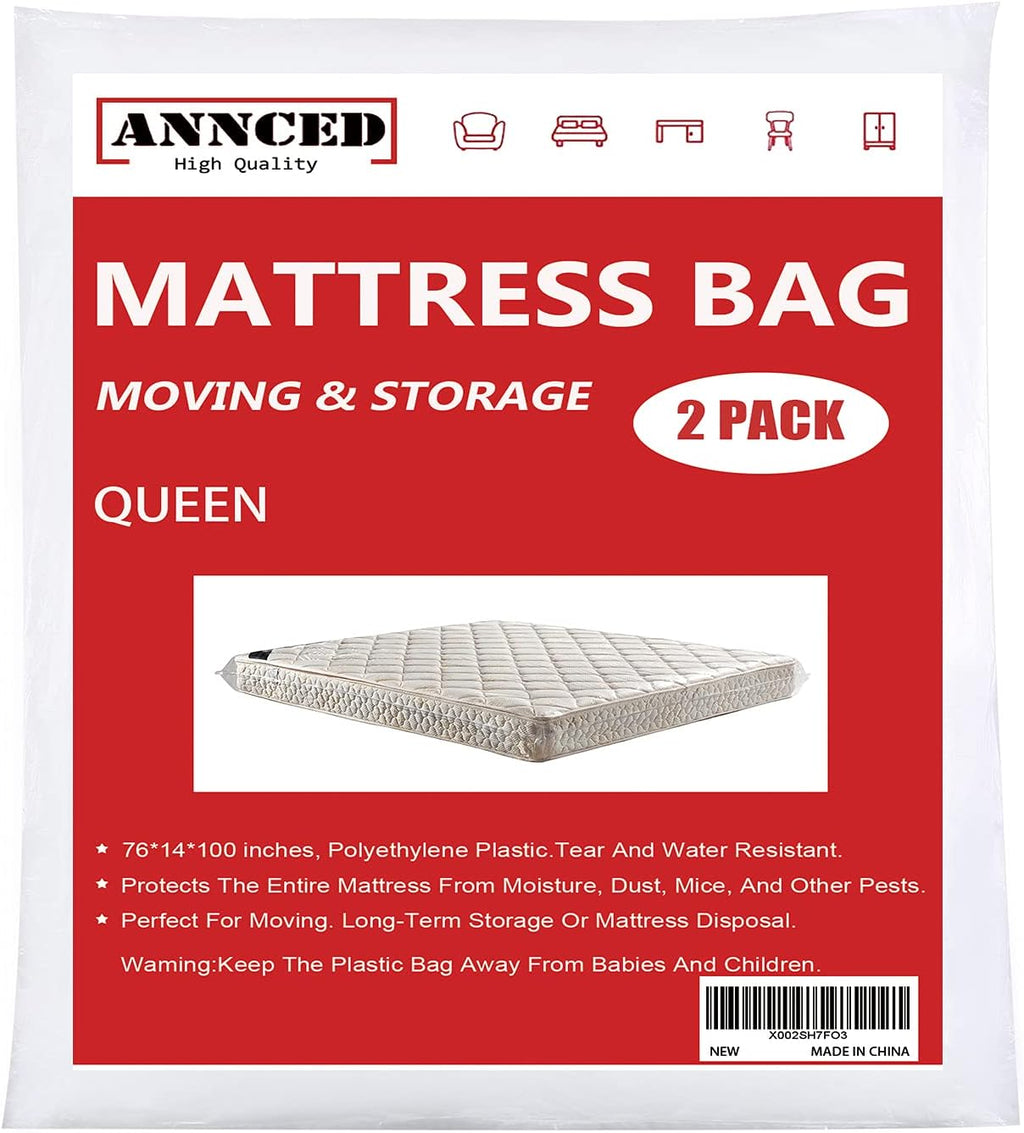 2 Packs Queen or California King Mattress Bag 4 mil Polyethylene D9034