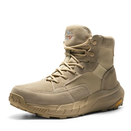 Men's Lightweight Casual Work Boots Leather Military Outdoor Hiking Motorcycle Combat Boots Z132542