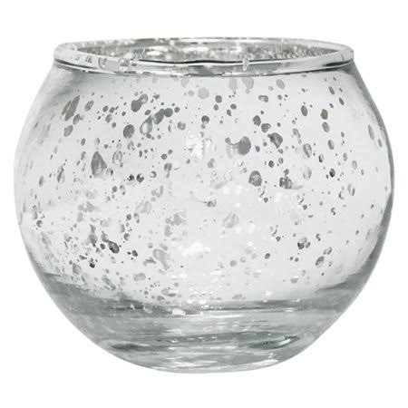 Round Mercury Glass Votive Holder 25pc Speckled Silver T871