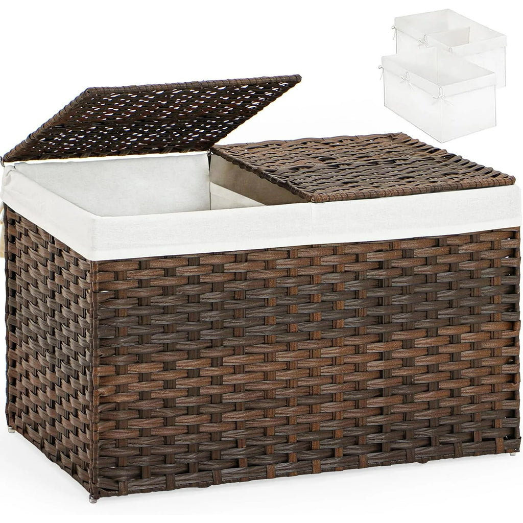 Gray 17.2 Gallon Rattan Storage Basket with Lid T63924