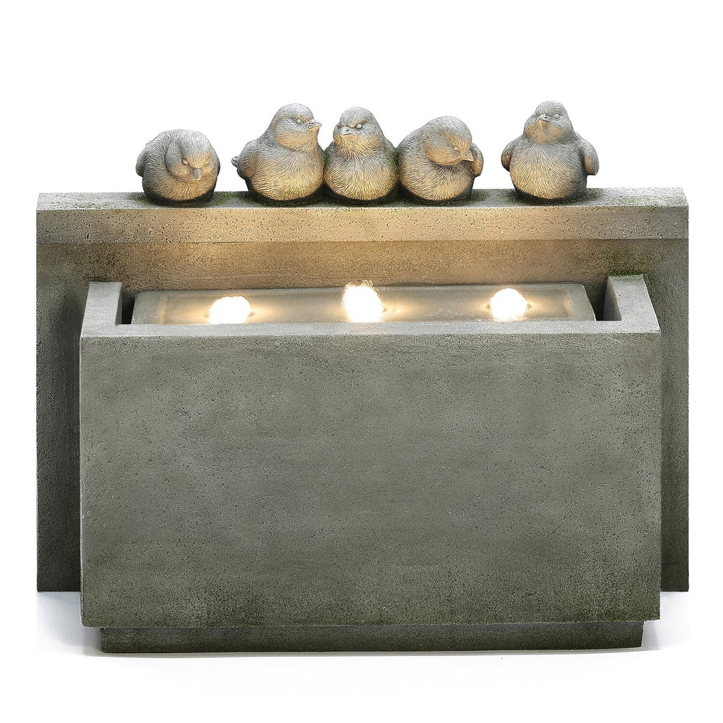 Gray Rectangular Resin Outdoor Bubbler Fountain with Lights U23788