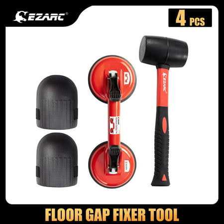 Floor Gap Fixer Tool with Double Aluminum Suction Cup, Rubber Mallet and Foam T274658