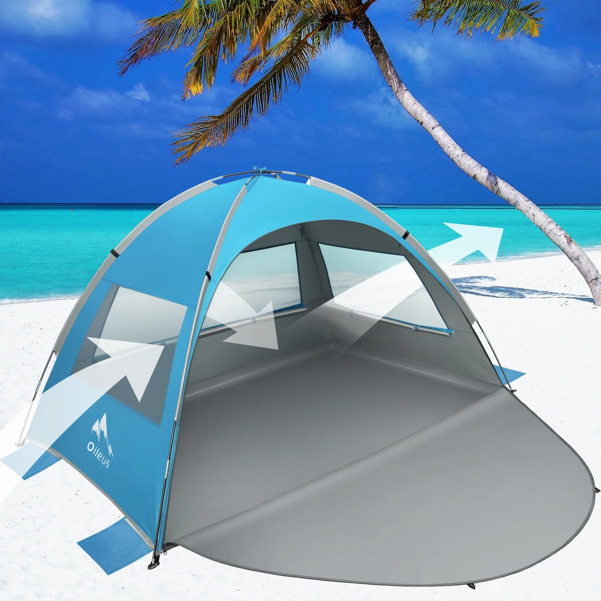 Blue Beach Tent Pop Up Sun Shelter with Carry Bag U311