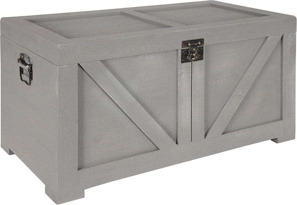 Small Gray Wooden Storage Chest N746
