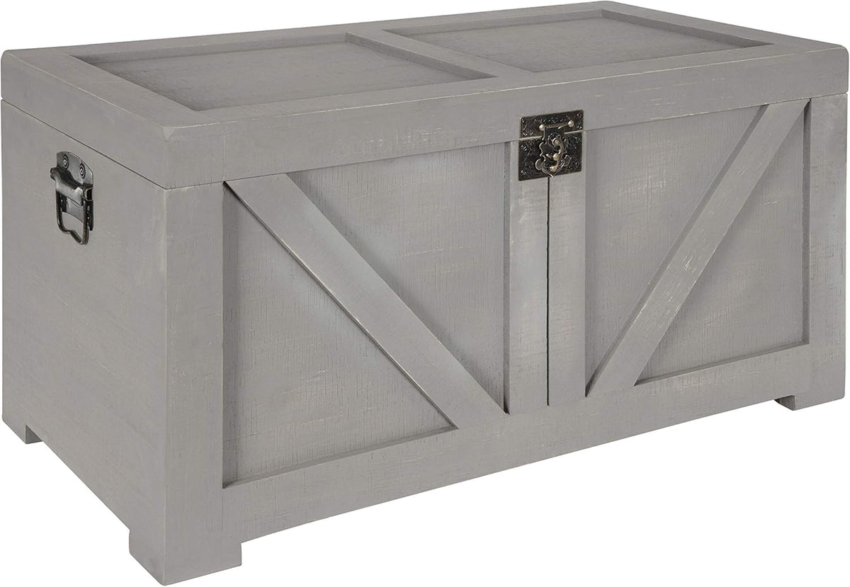 Small Gray Wooden Storage Chest N746