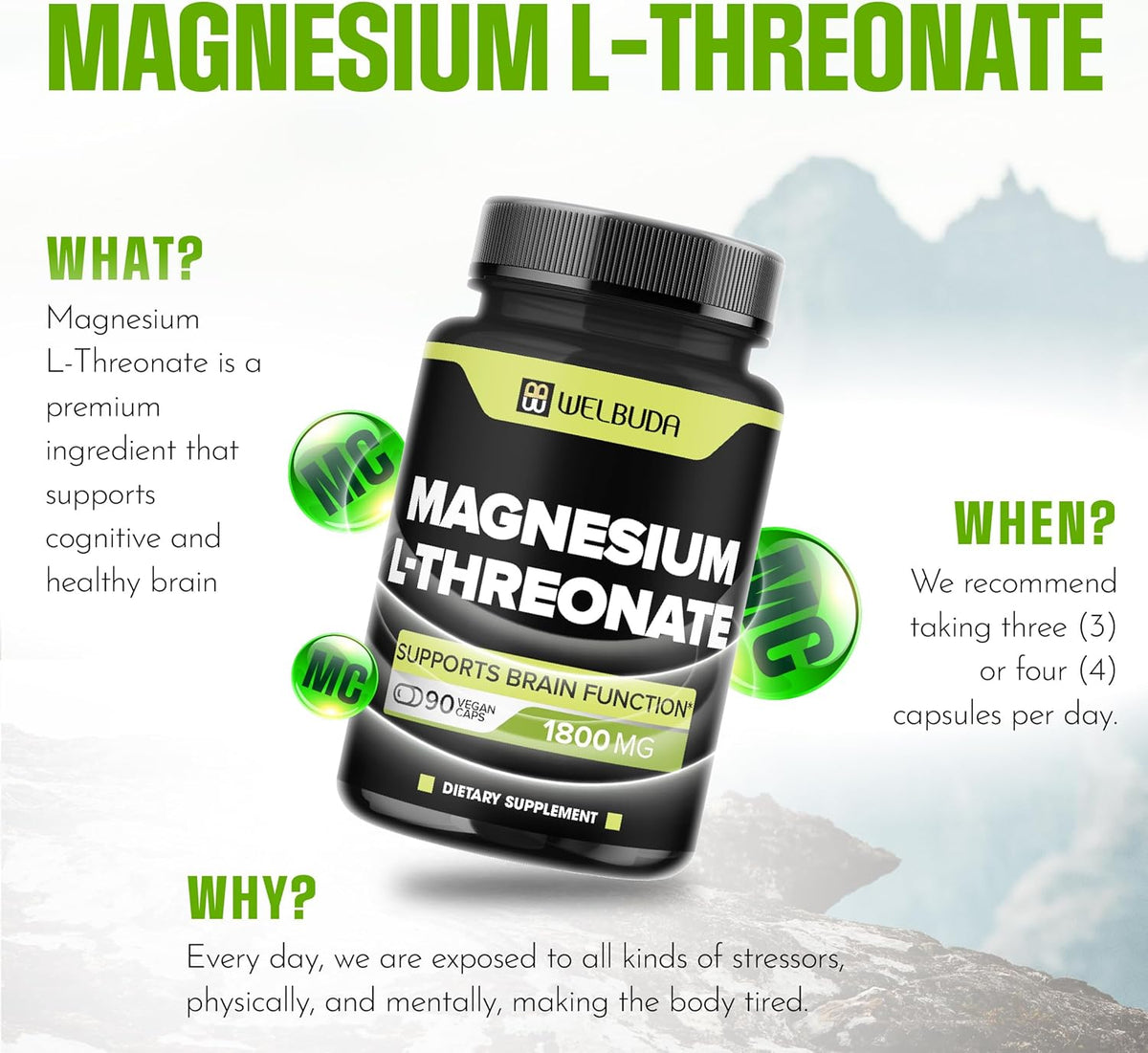 Magnesium L-Threonate Capsules 90 Capsules K9772