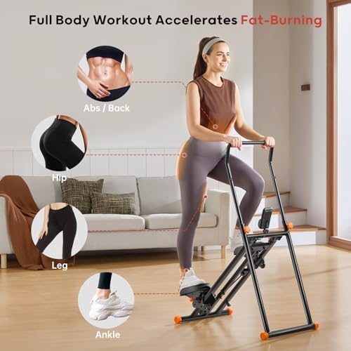 Foldable Stair Stepper Machine with Adjustable Handlebar & Pedals D4939