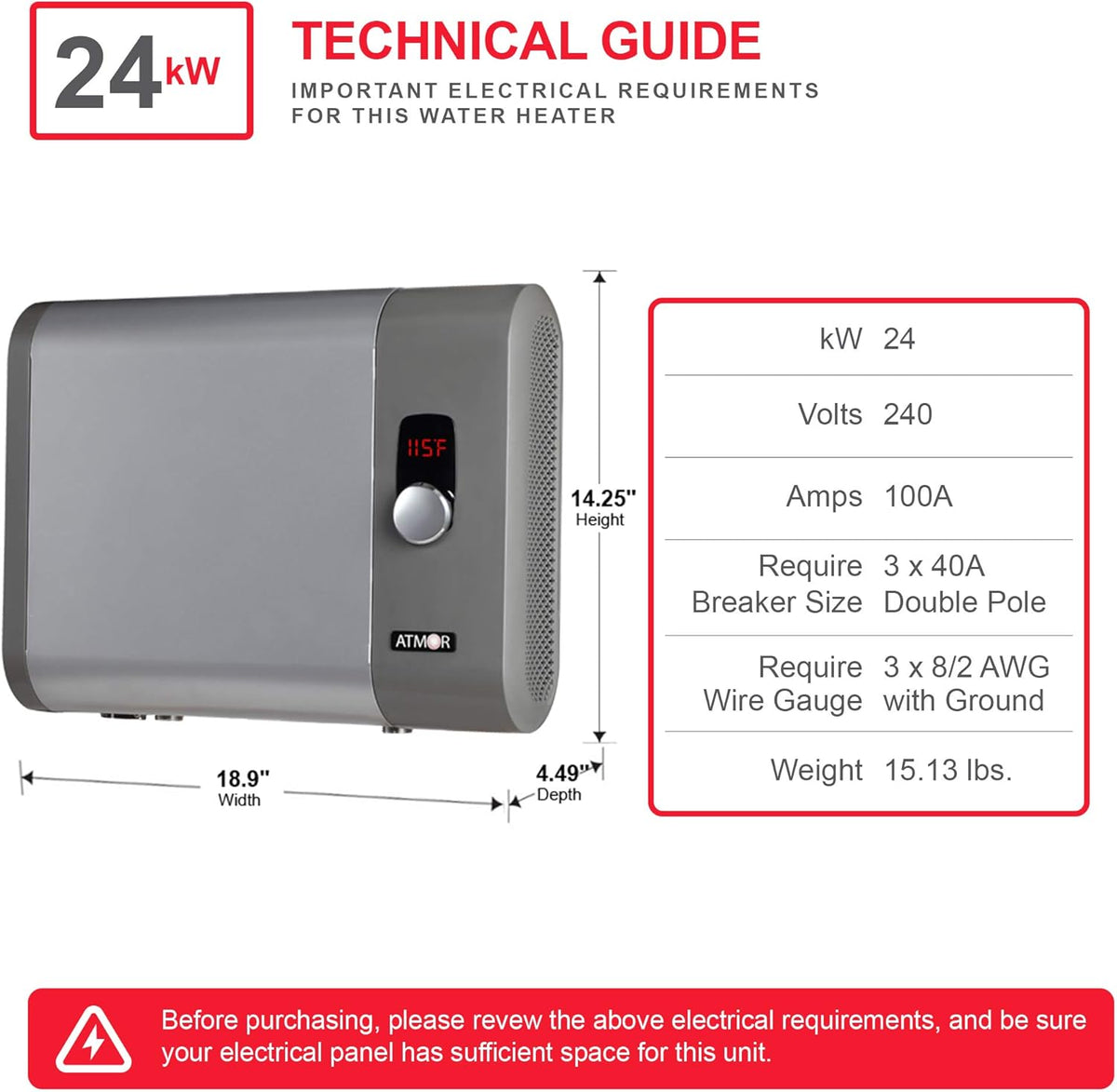 24kW 4.65 GPM Electric Tankless Water Heater Z15688