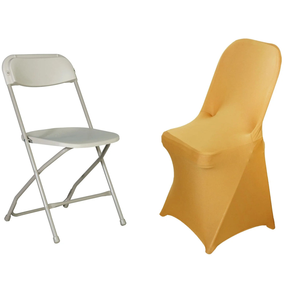 10PCS Stretchy Spandex Fitted Folding Chair Cover Gold U69186