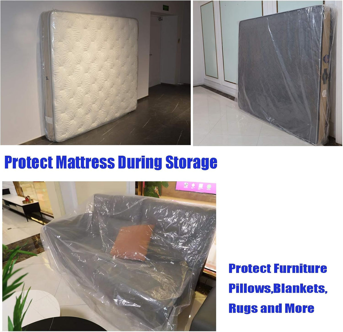 2 Packs Queen or California King Mattress Bag 4 mil Polyethylene D9034