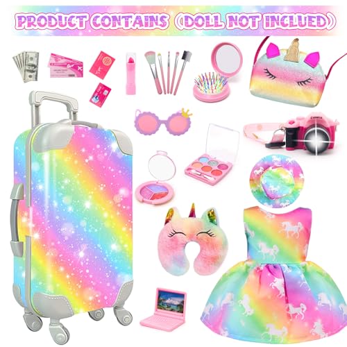 18 Inch Doll Travel Set Including Suitcase Luggage and Dress J140