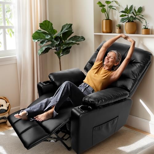 PU Leather Electric Power Lift Chair Recliners with Heat and Massage, Adjustable Back Leg, USB Ports, Cupholders C351