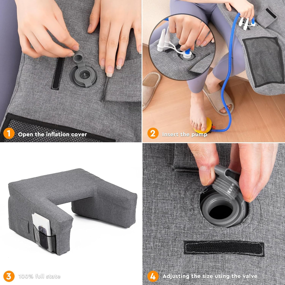 Inflatable Bed Rest Pillow with Lap Desk A5046