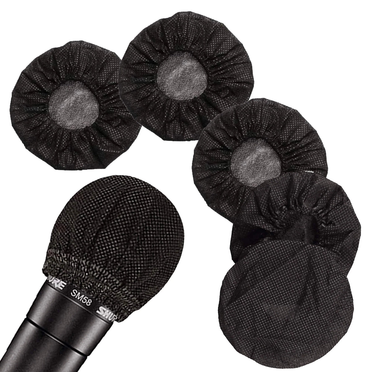 200 Pcs Black Non-Woven Disposable Microphone Cover C1629