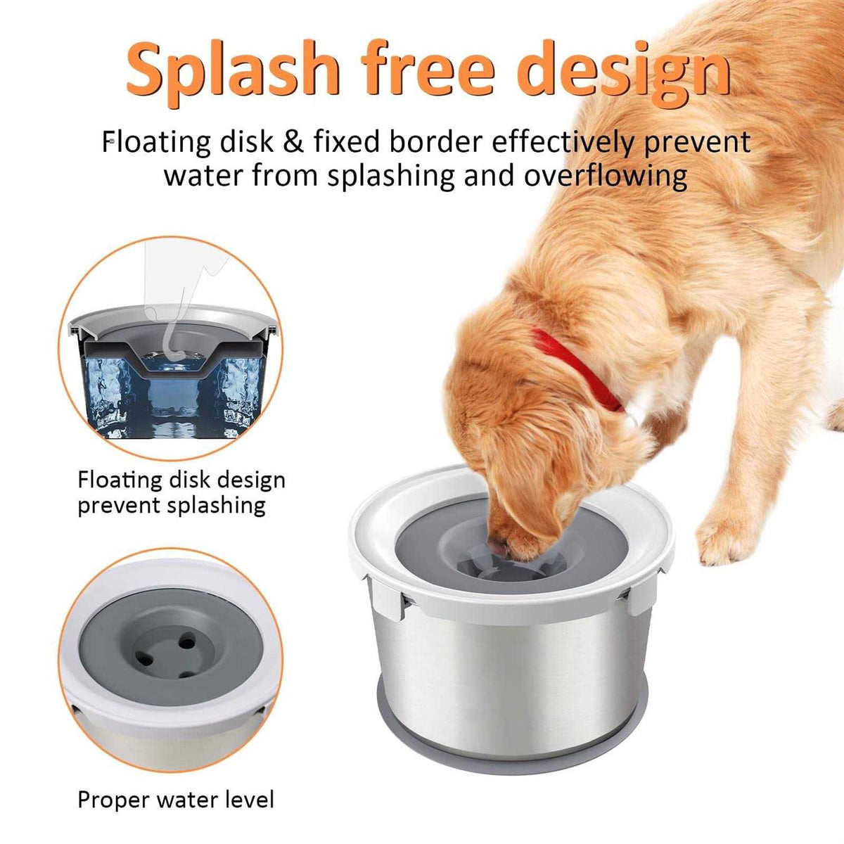 4.4L No Spill Stainless Steel Dog Water Bowl B696888