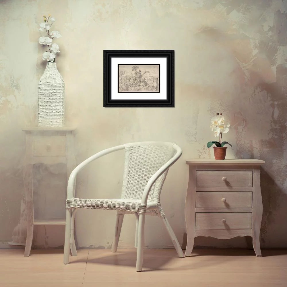 Black Ornate Wood Framed Double Matted Museum Art Print B650