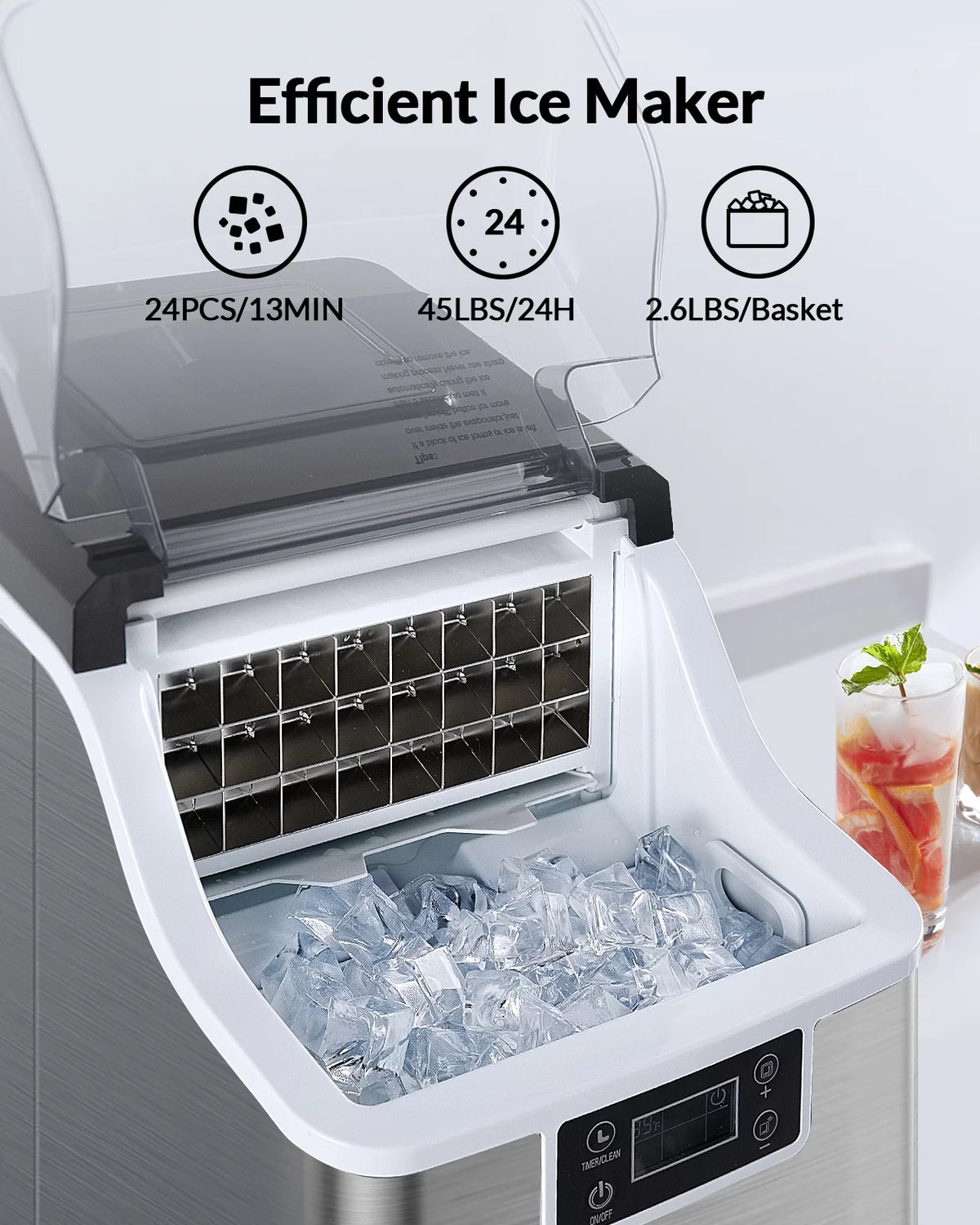 Countertop Ice Maker 45 lbs/day Self-Cleaning J559192